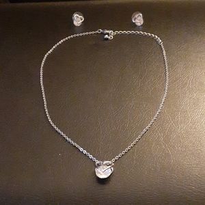 Reitman's Matching Heart Earrings and Necklace - Silver Colour